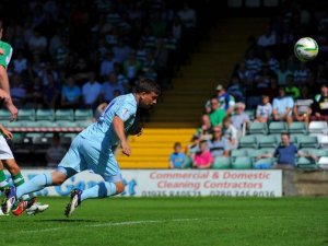 Cody McDonald giving Coventry City the lead on the first leg of the 'League One Tour'